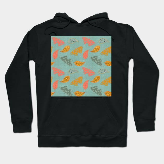 Butterflies and Leaves teal Hoodie by cesartorresart